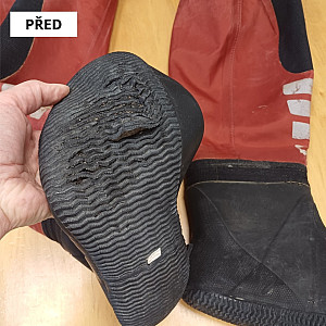 Výmena obuvi za ponožky pri suchom obleku